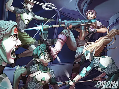 Chroma Black Illustration 1 character design fantasy illustration sci fi
