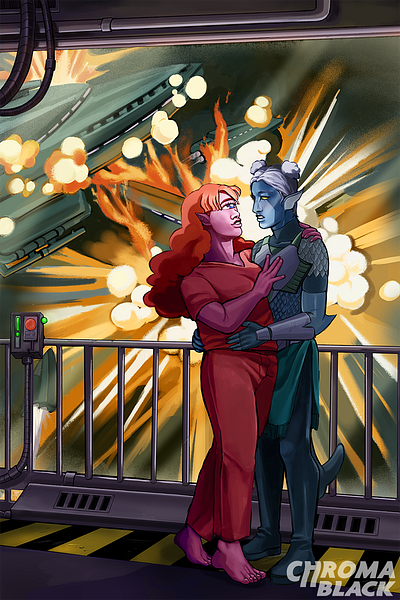 Chroma Black Illustration 3 character design fantasy illustration sci fi