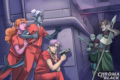 Chroma Black Illustration 2 character design fantasy illustration sci fi