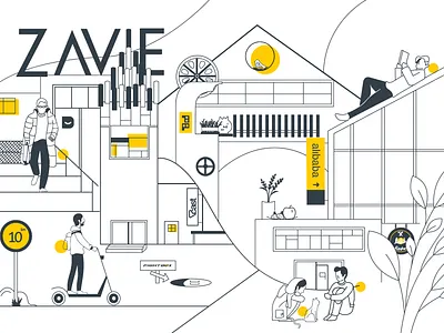 New Year in Innovation Factory design doddle illustration illustrator line art lineart vector