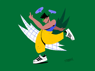 Adimotion Man adidas originals boy character characterdesign craft design flex hiphop illustration love procreate sneakers texture
