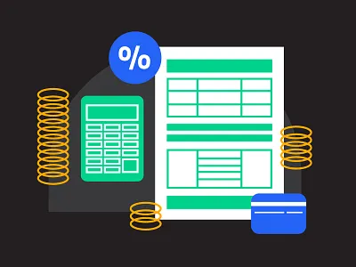 Tax Szn accounting black blue branding calculator coins corporate cpa creditcard document finance flat green icon iconography illustraion tax tax season taxes yellow