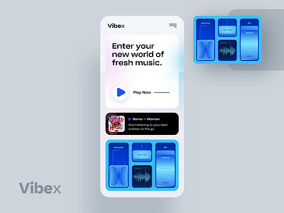 Vibex music vibe concept adobe xd ai david ofiare glassmorphism immersive landing page music music player neumorphism nigeria skeuomorphism ui design