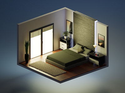 Isometric room in Blender 3d 3dart 3dmodeing design mario uranjek