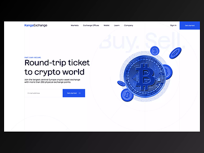💠Kanga | Market & Crypto Exchange Office 3d animation bitcoin blue branding clean coin company crypto graphic design hero landing page layout modern motion graphics nft startup ui web3