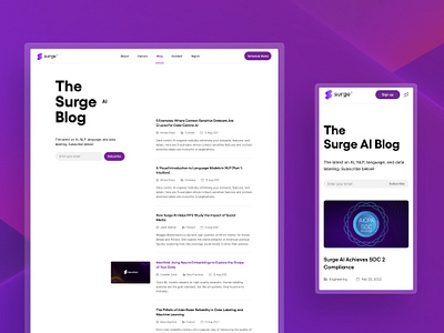 Surge AI | A blog design to help the SEO ai artificial intelligence blog design blog ui blog ux seo web design webflow design