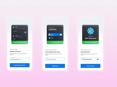 Crypto Wallet Onboarding + Sign-up Flow app blockchain design landing page ui web