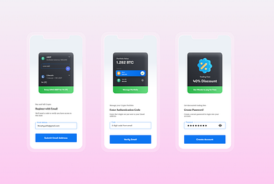 Crypto Wallet Onboarding + Sign-up Flow app blockchain design landing page ui web
