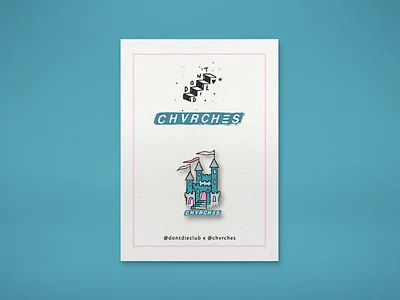 Pin mock-up for Chvrches merch collar with Don't Die Club band band merchandise bandmerch chvrches design enamel pin illustration lauren mayberry pin pin design