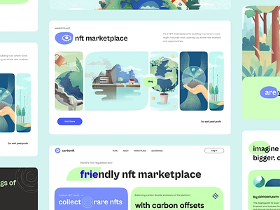 Carbonft - Eco NFT Marketplace art carbon design eco friendly emissions environment go green graphic design green peace illustration interface illustration landingpage landingpageui marketplace nft nft marketplace ui uiux webdesign website design