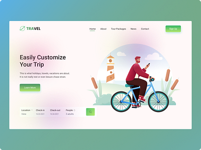 Travel Landing Page adventure clean colorful creative design figma illustraion landing page tour travelling uidesign uiux usatoday vacation web design