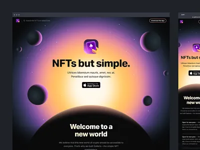 Header Illustration for NFT App 3d blockchain crypto explore glow header hero illustration landing page nft planets stars universe wallet website
