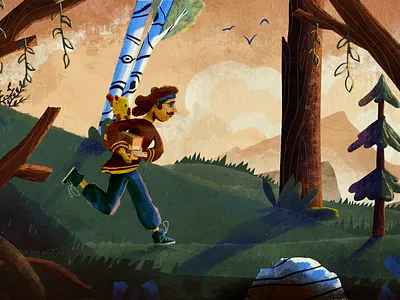 Delivery Boy character childrens book delivery illustration landscape procreate storybook