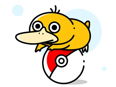 Derpy Psyduck art cartoon design flat funny illustration illustrations minimal pokemon ui vector
