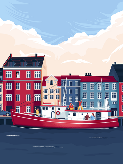 A Short Visit character cruise europe illustration ocean people sea ship tourists travel vector