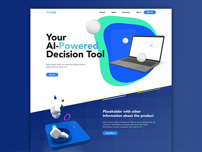 Landing Page 3d blue clean figma hero landing page landing page design marketing ui web website website design