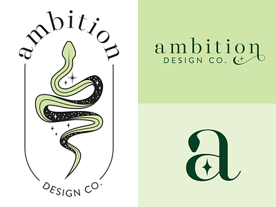 Branding: Ambition Design Co. adobe illustrator ambition branding color and lines etsy icon lockup logo passion project snake stars typography variations vector