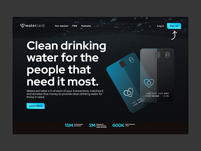 watercard - landing page branding card design fintech landing page logo product design ui ux water watercard watercardchallenge web web design