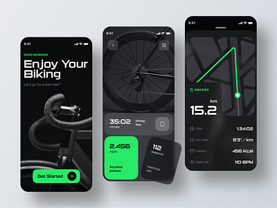 Fitness Tracker activiityapp analitics bicycle bike bikeroute fitness health interface map mobile sport steps support tracker ui ux walk