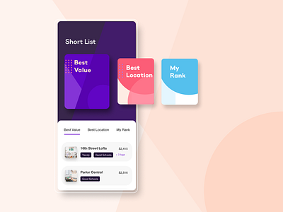 Short List favorites geometric design mobile uidesign