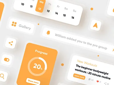 🏋️📊 UI Components | Fitness Tracker app components app design application figmadesign illustration orcas india ui ui ux ui elements uidesign uiux uxdesign
