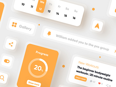 🏋️📊 UI Components | Fitness Tracker app components app design application figmadesign illustration orcas india ui ui ux ui elements uidesign uiux uxdesign