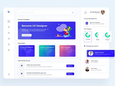 UX Dashboard online Course app branding design icon minimal typography ui