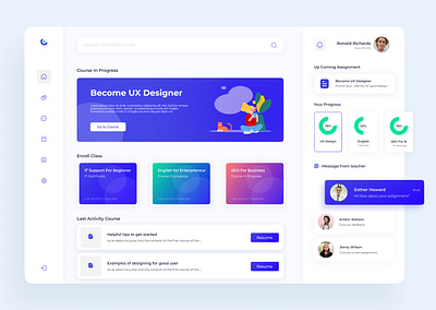 UX Dashboard online Course app branding design icon minimal typography ui