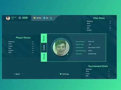 Game Player Profile (player score board) dashboard ui e sports esport community dashboard game app game personal account game player profile game profile game streaming app game ui design gaming gaming ui leaderboard player card player profile profile design scores ui uidesign userinterface webdesign