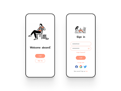 Login Page app clean illustration login mobile ui ui design uiux