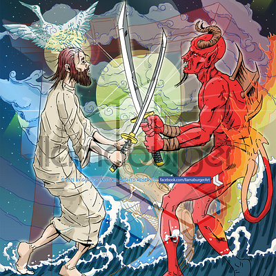 Jesus vs Satan illustration illustrator photoshop