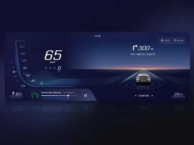 HMI Concept Design Vol. 1 automotive automotive design blue car car dashboard cluster concept concept design design electric figma hmi interfacedesign music player navigate speedometer ui