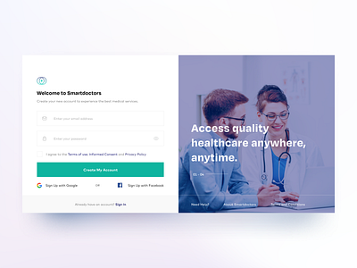 Smartdoctors Sign Up aspinax digital flat landing page minimal new onboarding onboarding ui sign up signup signup page signupform ui ux