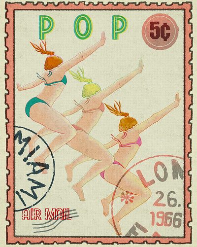 Pop Stamp art book art books design digital illustration old old print retro retro stamp risograph stamp