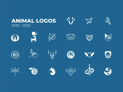 Animal Logos and Marks 2020 - 2022 animal logo bat bee bird branding crab deer dragonfly fish fox giraffe horse logo logo design logo portfolio logofolio mark pegasus snake symbol