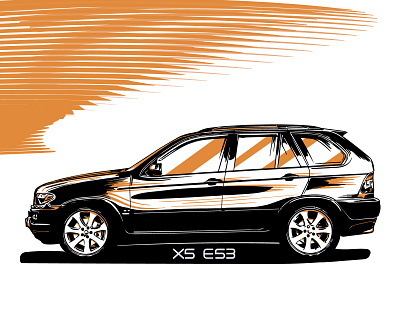 BMW X5 E53 Side auto black bmw car e53 graphic illustration orange scalable vector x5