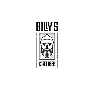 Billy's Craft Beer Logo beer logo character logo facelogo line art logo minimalist logo