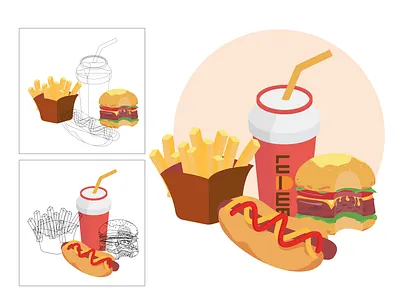burger illustration menu packages beverage illustration bun burger cheese delicious design drink illustration fnbbranding food food branding food illustration hamburger icon illustration lettuce meal meat sandwich vector