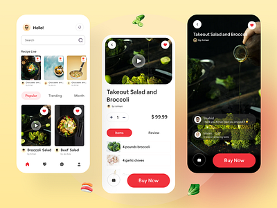 Food Cooking Recipe App 🌶🧅🍅 app concept clean design color cook app cooking app creative food app food delivery food delivery application food recipe ios app minimal mobile app recipe app restaurant app typography ui ui ux app ux