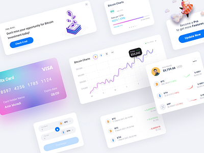 Crypto Dashboard Component Design app bitcoin component concept crypto crypto exchange crypto wallet cryptocurrency dashboad dashboard dashboard app dashboard design dashboard ui ethereum ui ux web widget widgets
