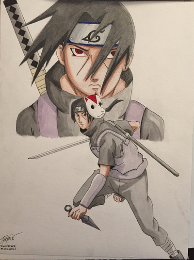 Itachi Uchiha Anbu anbu anime character colorful comic creative design hokage illustration itachi japan katana konohagakure kunai manga mangaart mangekyou naruto sharingan uchiha