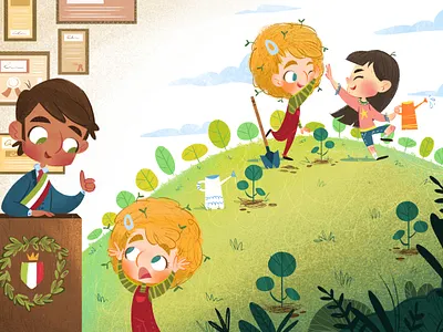Let's plant some trees! characterdesign childrens book childrens illustration illustration illustrator nature nature illustration photoshop save the planet trees