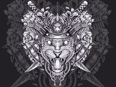 jaguar samurai drawing illustration ink