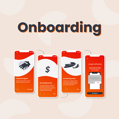 Onboarding UI for Powersports Rental App app design orange platform powersports rental rental app ui design uidesign uiux user experience userinterface uxdesign webdesign