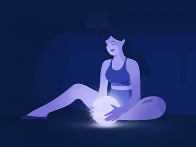 Glow. adobe illustrator adobe photoshop blue girl glow glowing grain illustration illustrator magical mood moon mystery olga hashim texture