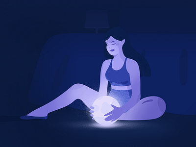 Glow. adobe illustrator adobe photoshop blue girl glow glowing grain illustration illustrator magical mood moon mystery olga hashim texture