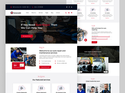 Automobile Service Center Website 2025 new shots auto automobile automobile services car car services design figma landing page motorcar new design ride service tamplate template design ui uiux uiux design user interface website design