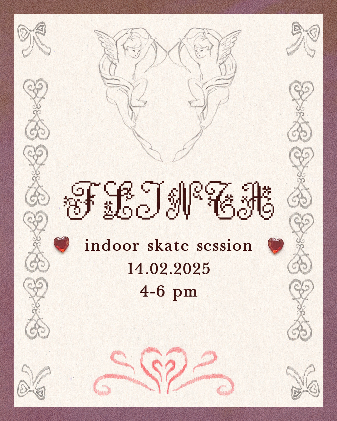 Hera Valentine's poster angel flyer graphic design heart illustration lettering poster romantic skateboarding typography valentines