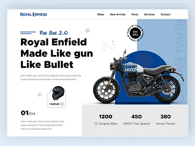 Royal Enfield- Bike Hero Web UI Design biker cafe racer illustration landing moto motor motorbike motorcycle motorsport page ux vector walk web webdesign