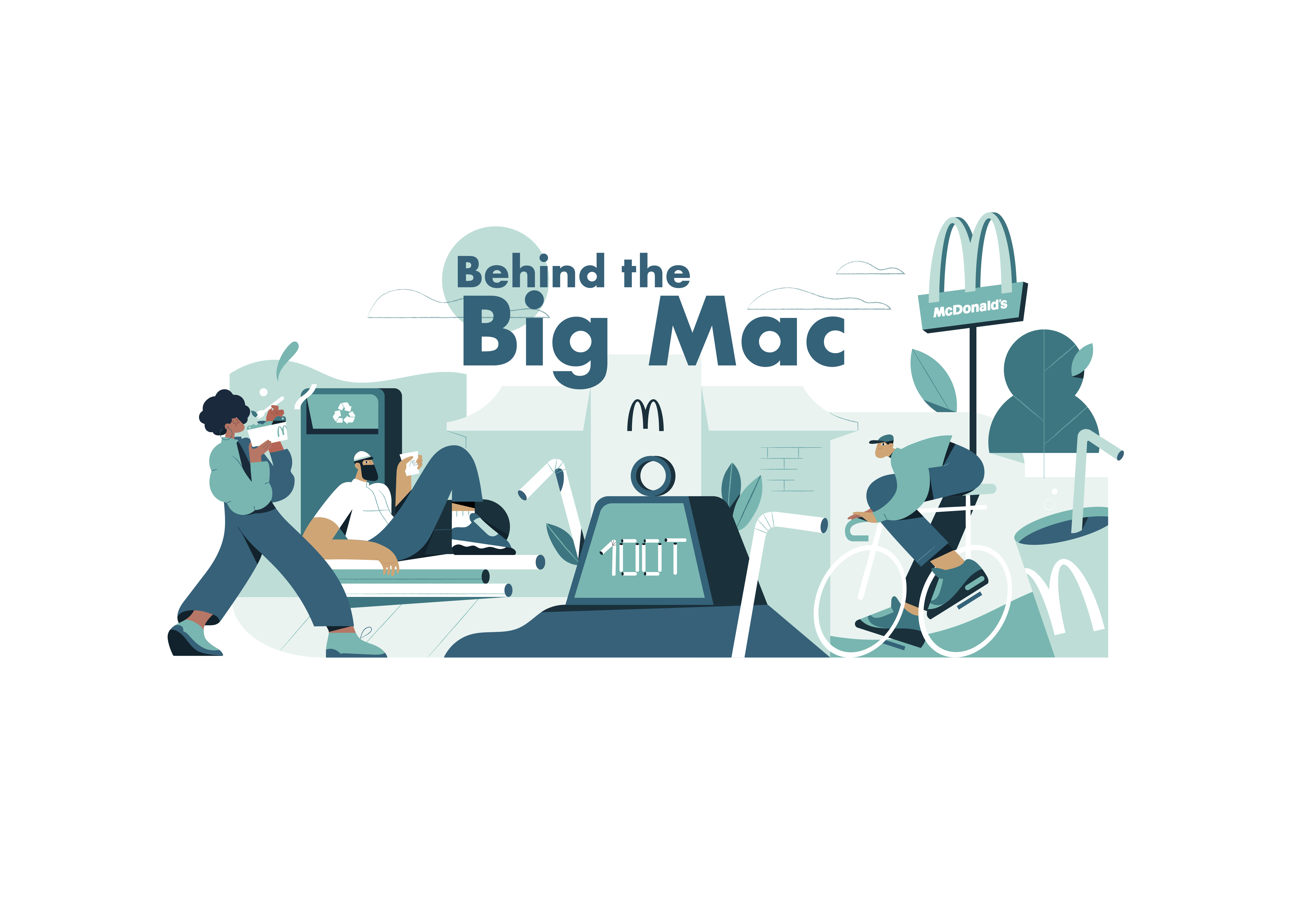 Behind the Big Mac - McDonald's Campaign illustration proposal adobe illustrator banner campaign illustration character character design character illustration illustration mcdonals vector illustration website banner